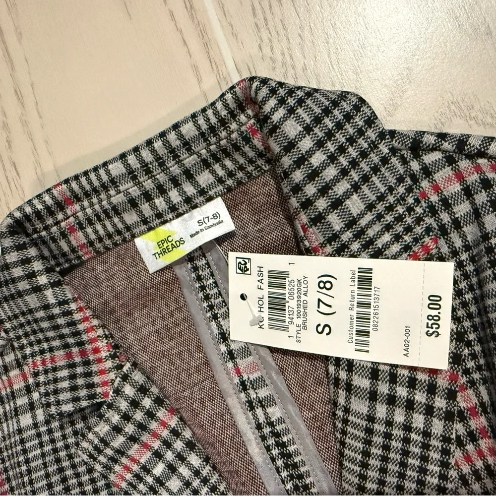 Epic Threads Preppy‎ Plaid Blazer Skirt Set Girls Size Small 7-8 NEW